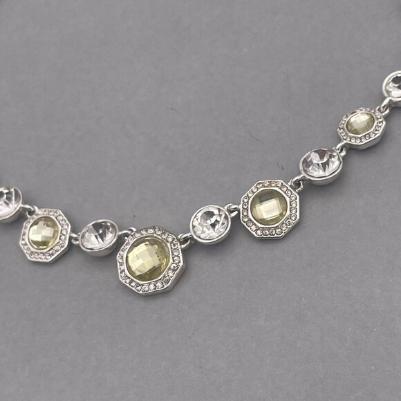 Napier Faceted Crystal Rhinestone Round Link Necklace Silver Tone 16 to 19 - Picture 3 of 8